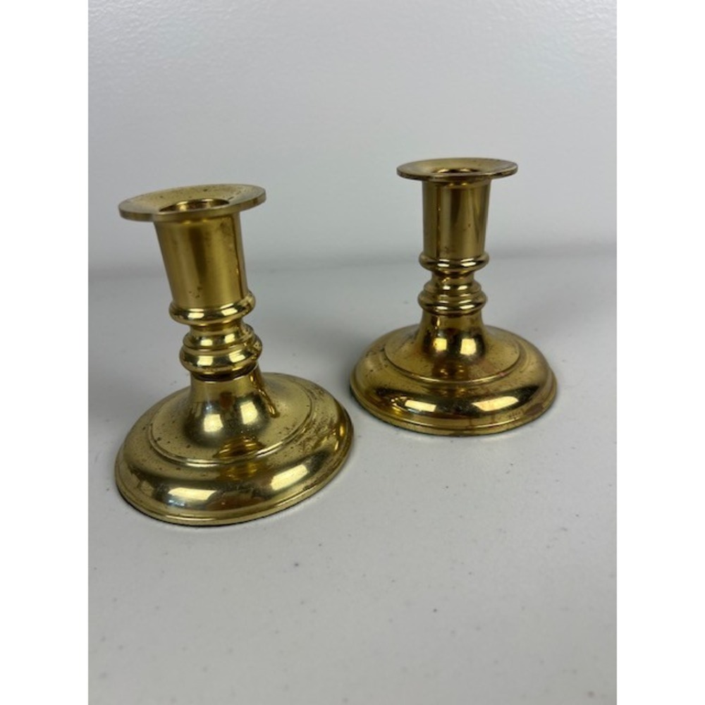 Gallery Originals Brass Candlestick Holder Set of 2 Gold Weighted 3 Inch Vintage